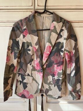 Hydrogen Floral Camo Blazer Jacket - Pink & Olive